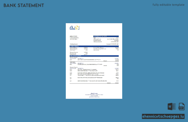 Beispiel eines Kontoauszugs von Gabon Alios Finance (Excel-Vorschau)